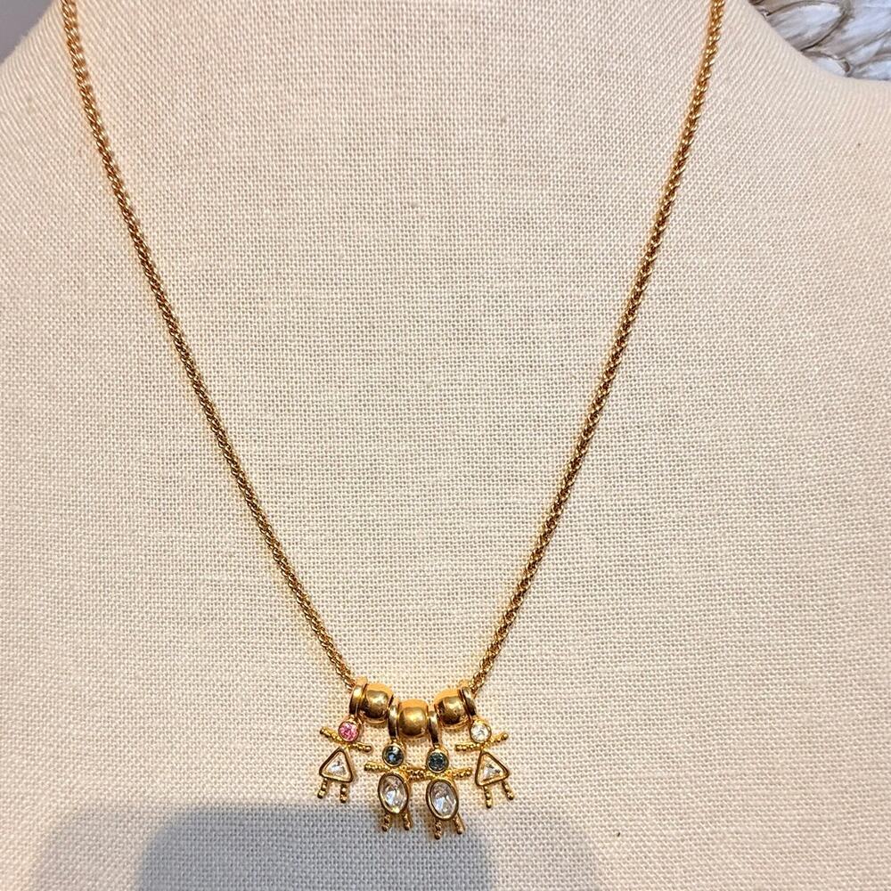 Vintage NOS Gold Tone Family Charm Necklace 22”